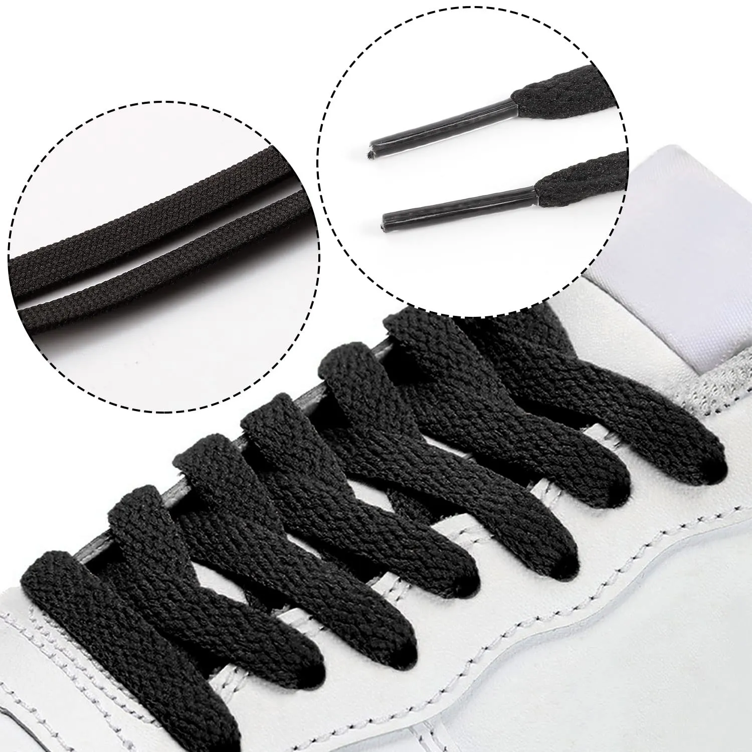 1 Pair/2 Pairs/3 Pairs/ 4 Pairs Flat Trainer Shoelaces, Sneakers Laces Sport Flat Laces for Sport Shoes Casual Footwear Running Shoes 120cm/47.24inch(2 Pairs) Black