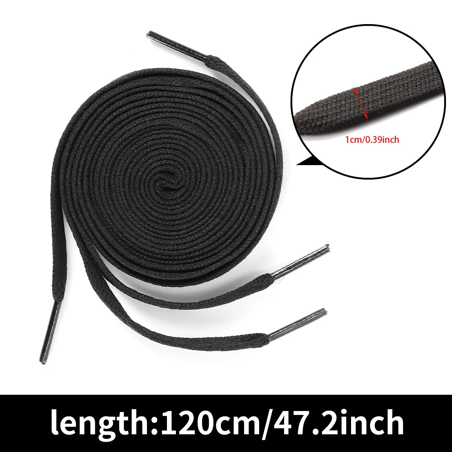 1 Pair/2 Pairs/3 Pairs/ 4 Pairs Flat Trainer Shoelaces, Sneakers Laces Sport Flat Laces for Sport Shoes Casual Footwear Running Shoes 120cm/47.24inch(2 Pairs) Black