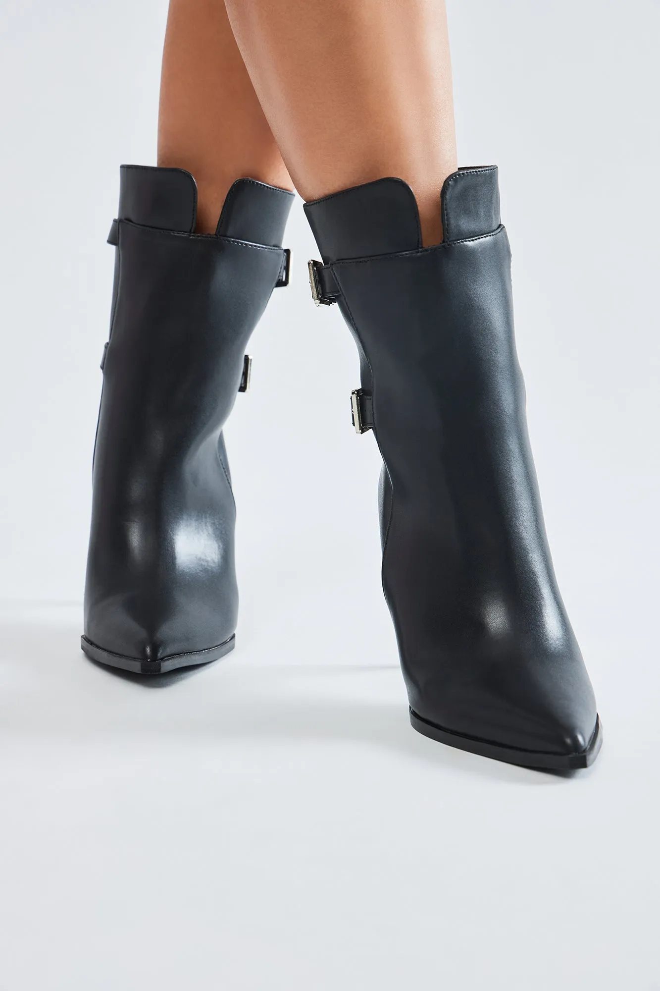 Addison Buckle Booties - Black