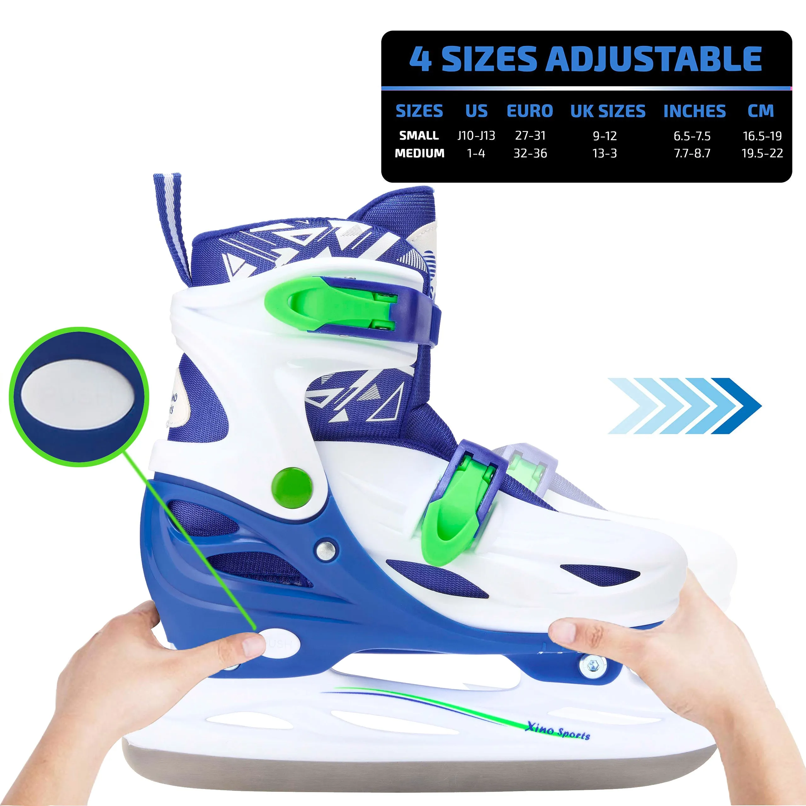 Adjustable Ice Skates For Kids | Reinforced Ankle Support