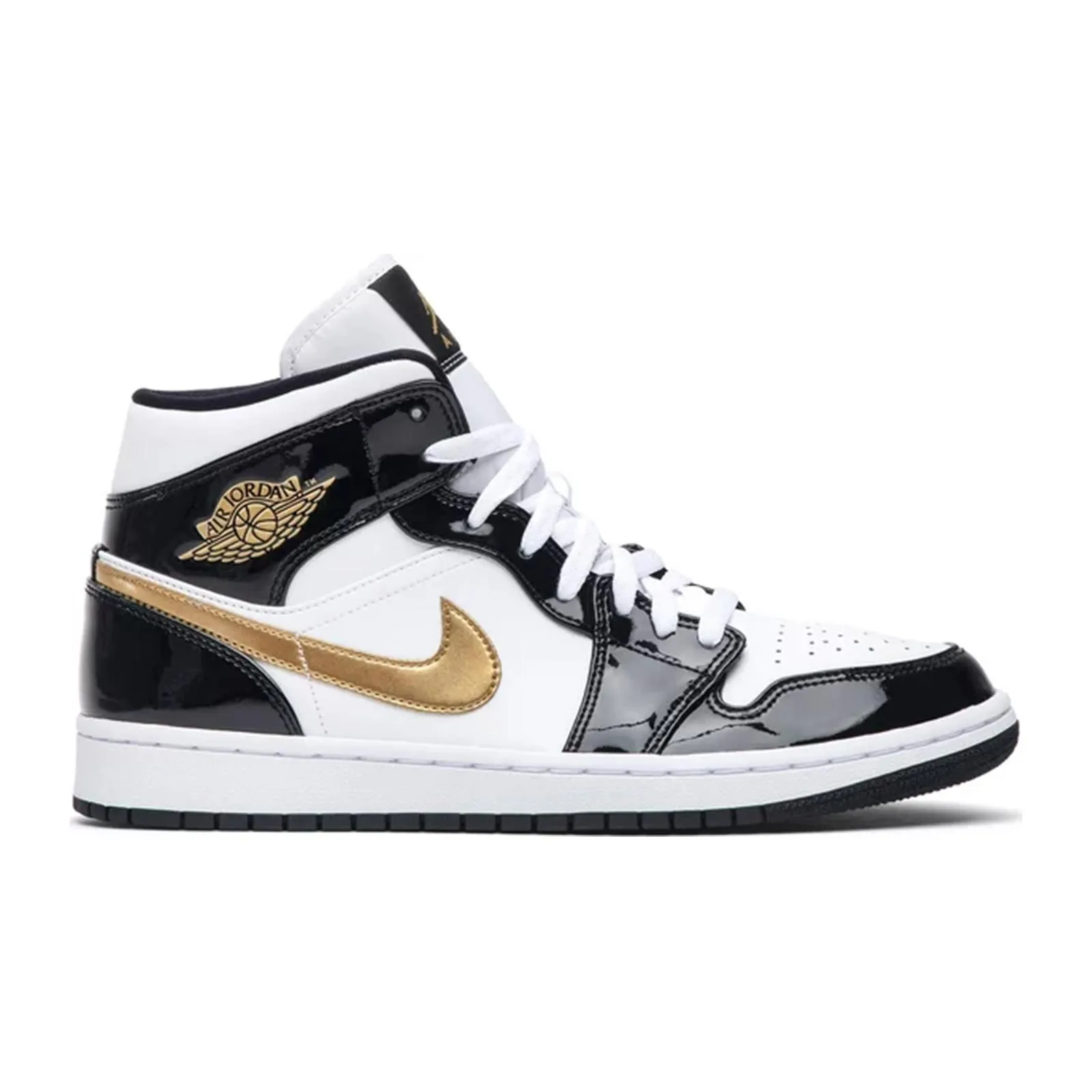 Air Jordan 1 Mid (PS), Patent Black Gold