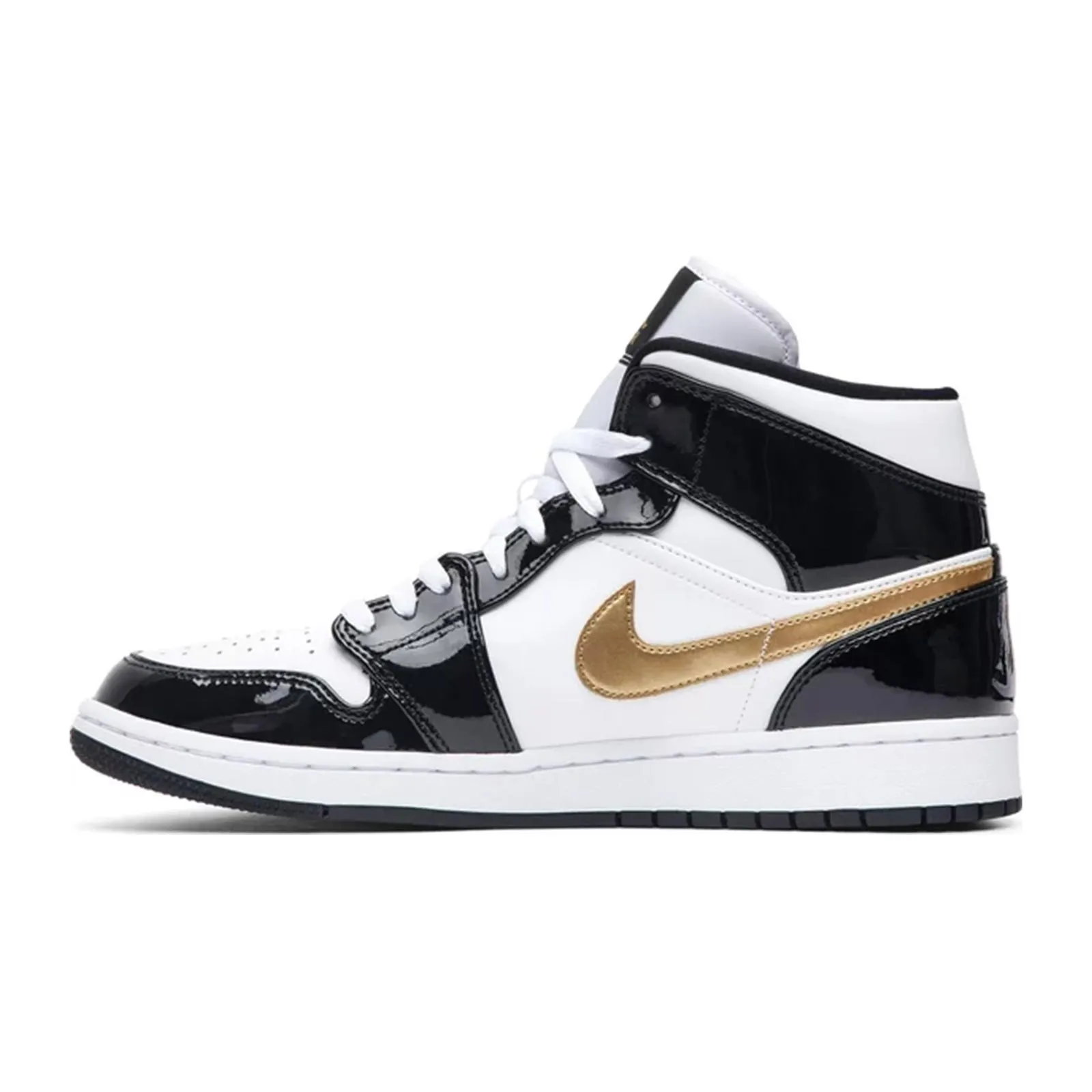 Air Jordan 1 Mid (PS), Patent Black Gold