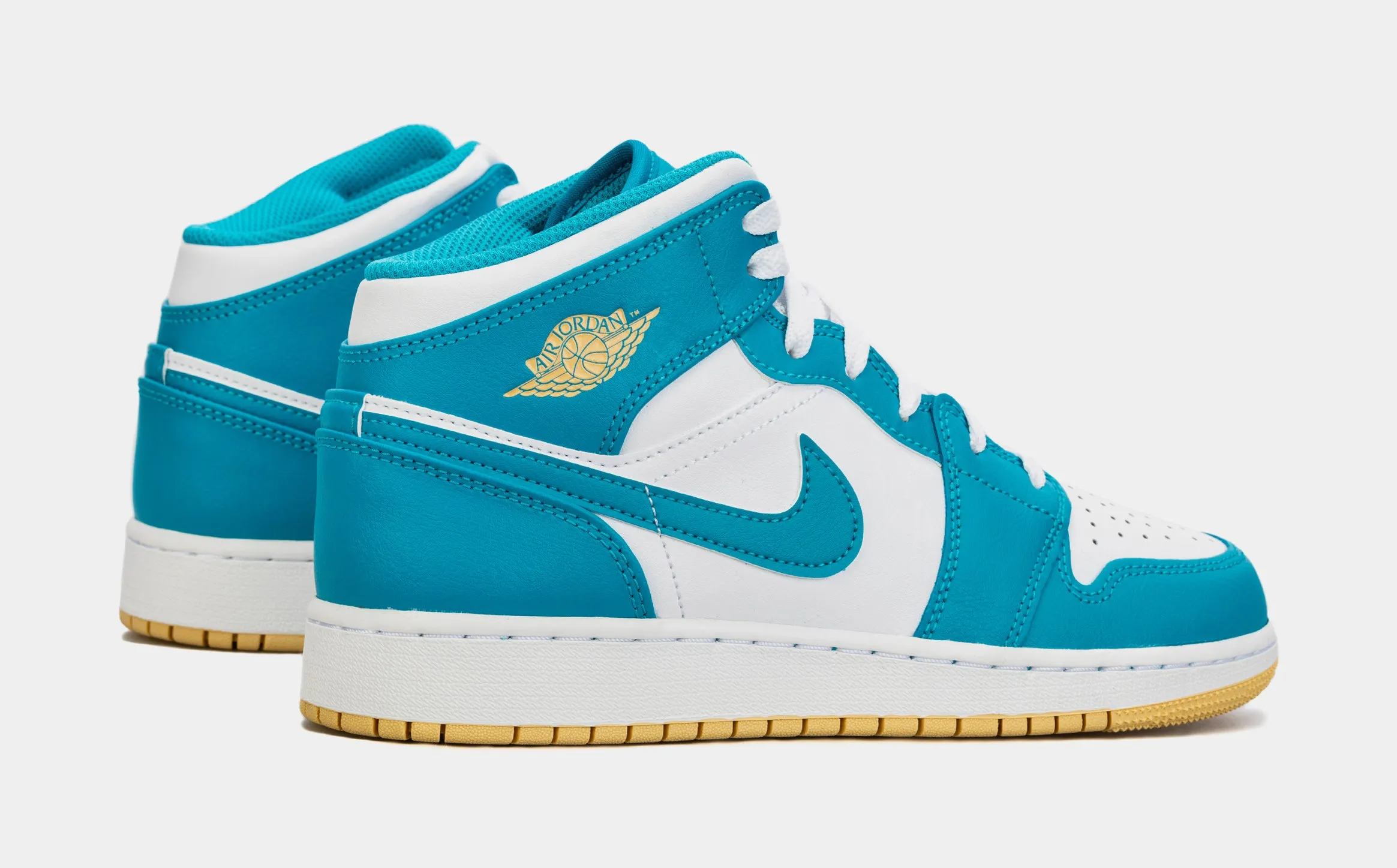 Air Jordan 1 Retro Mid Aquatone Grade School Lifestyle Shoes (Blue/White)