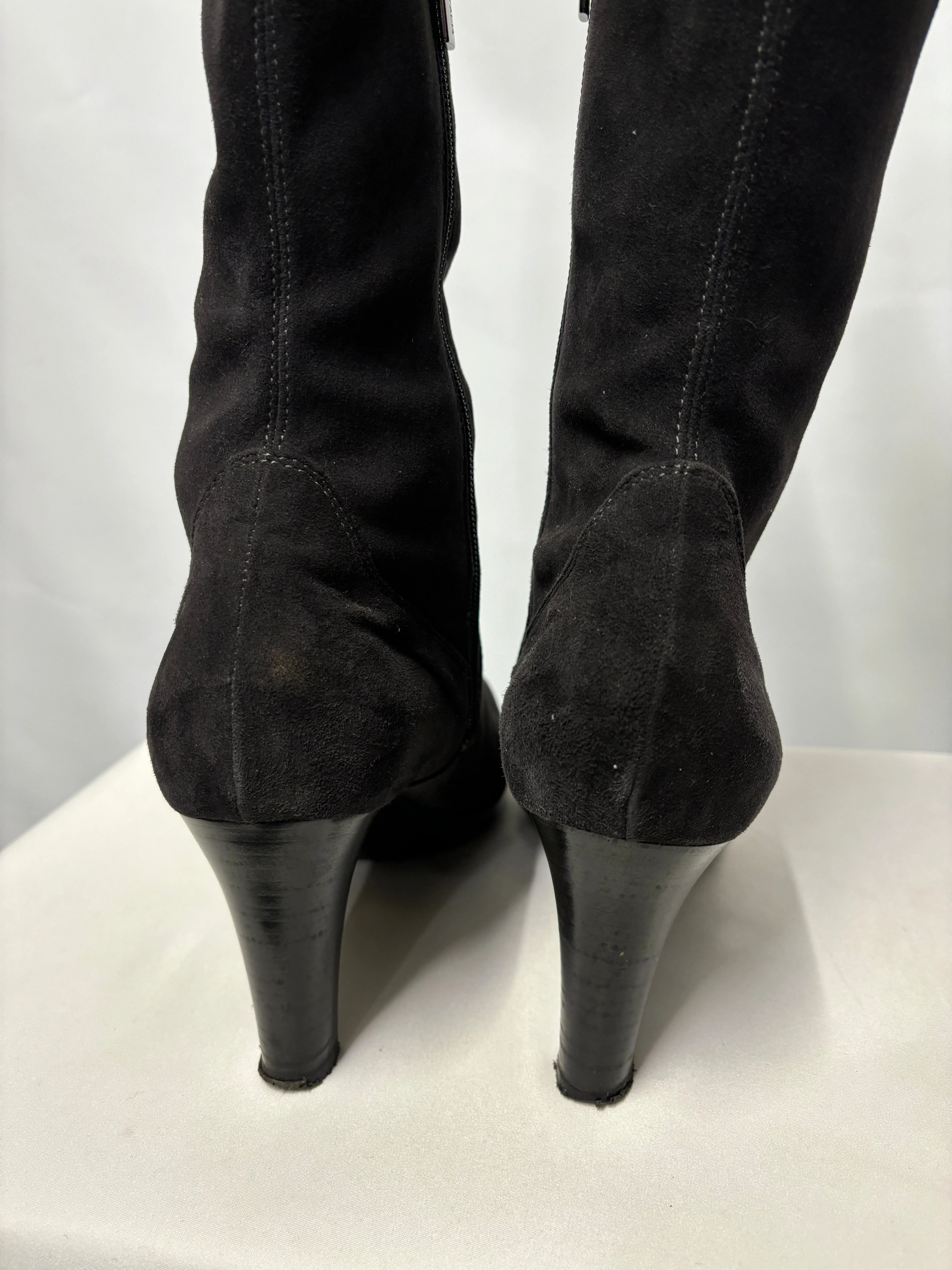 Aquatalia Charcoal Grey Hi and Dry Heeled Boots 40/7