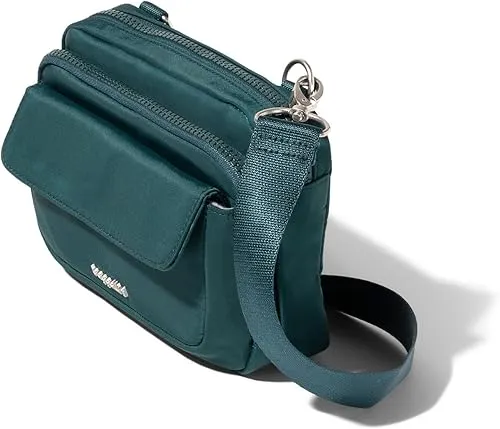 Bagggalini Women's Modern Double Zip Handbag - Emerald Twill