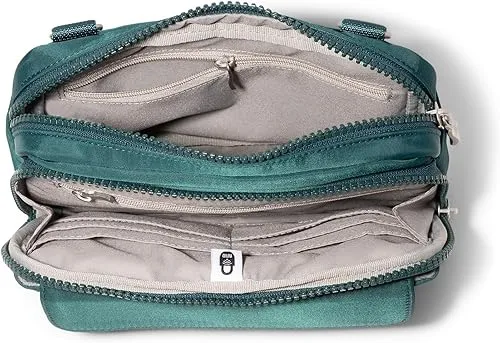 Bagggalini Women's Modern Double Zip Handbag - Emerald Twill