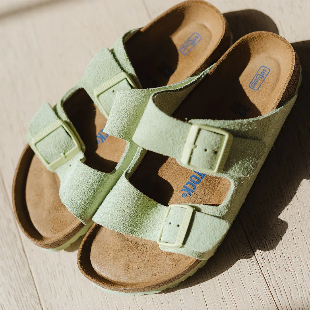 Birkenstock Arizona Soft Footbed Suede Leather-Faded Lime