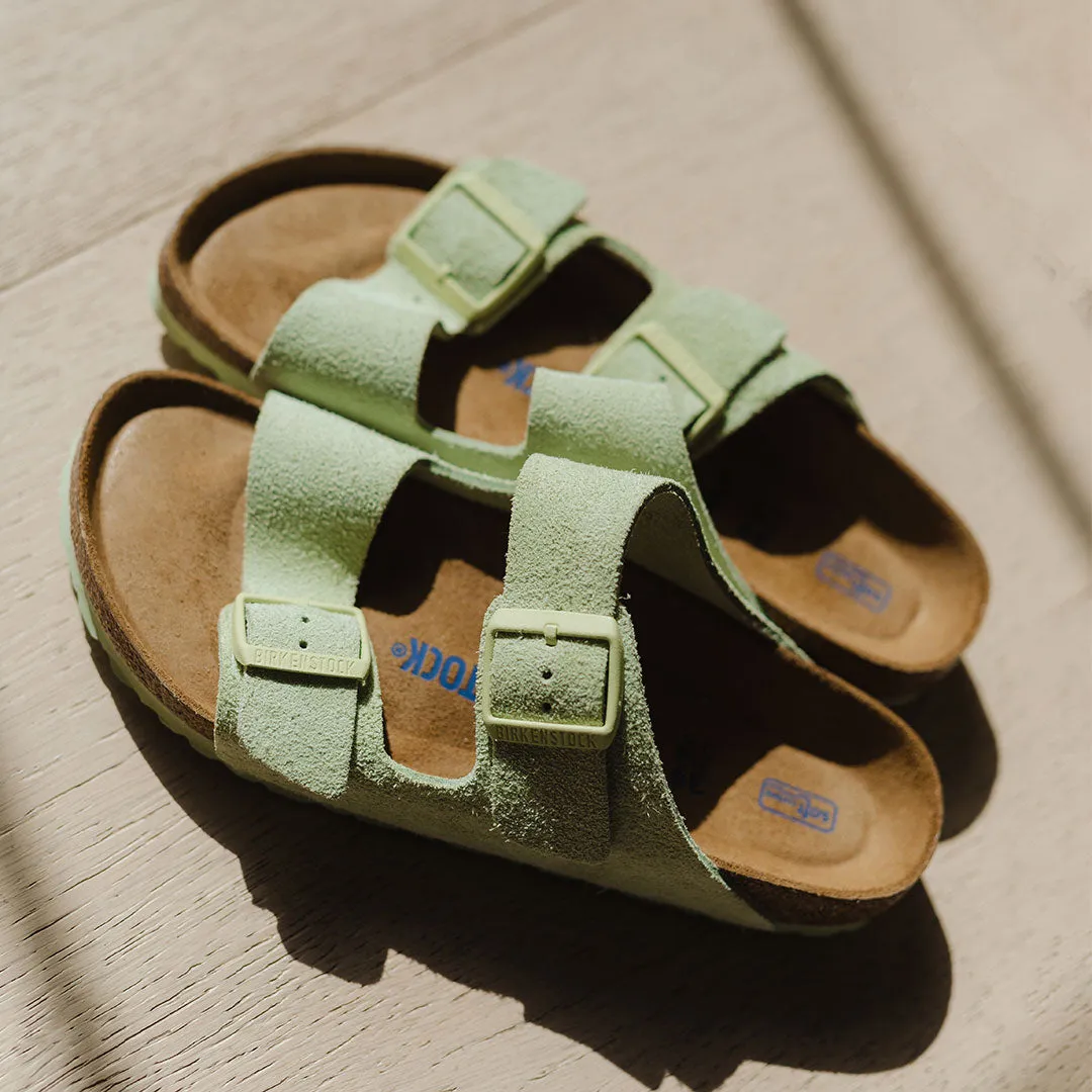 Birkenstock Arizona Soft Footbed Suede Leather-Faded Lime