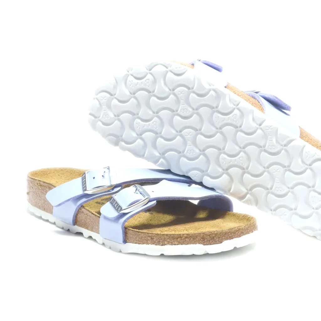 Birkenstock Yao Flat Sandals Leather Blue Colour For Women