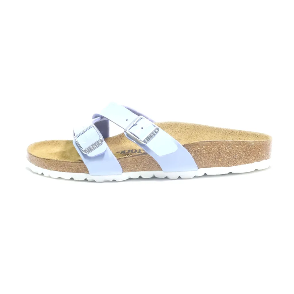 Birkenstock Yao Flat Sandals Leather Blue Colour For Women