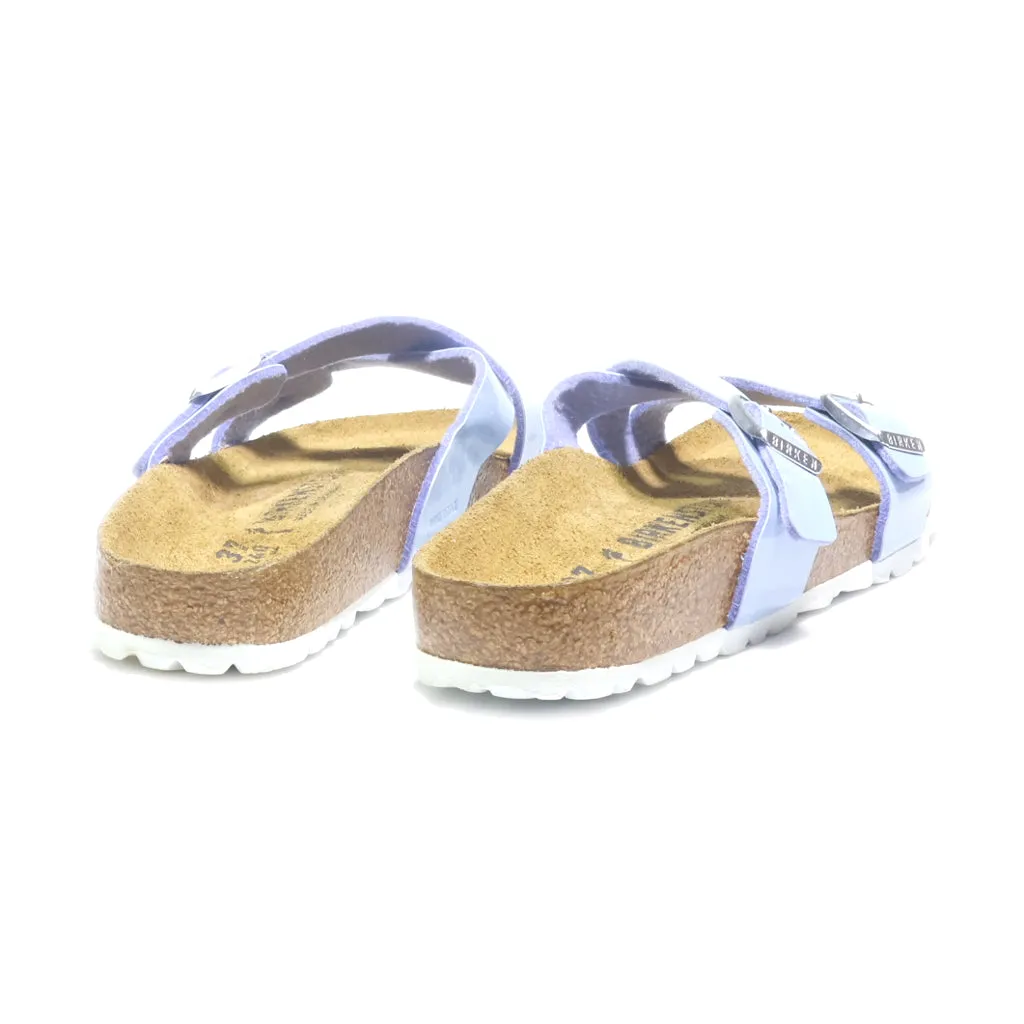 Birkenstock Yao Flat Sandals Leather Blue Colour For Women