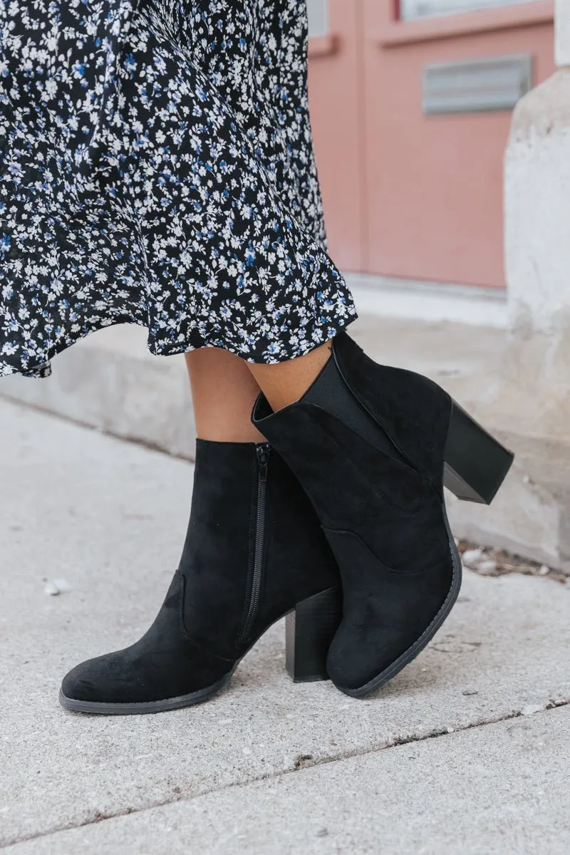 Black Cammy Heeled Booties - FINAL SALE