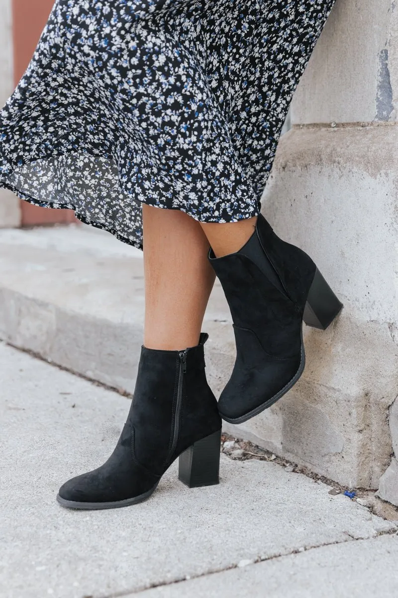 Black Cammy Heeled Booties - FINAL SALE