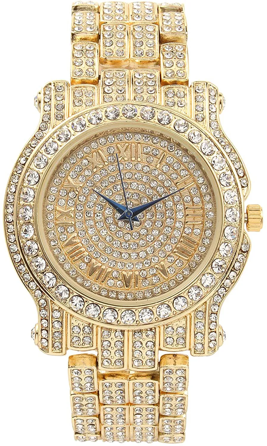 Bling-Ed Out round Luxury Mens Watch with Color Dial and Bling Bling Diamond Time Indicators W/Bling-Ed Out Matching Bracelet - L0504DXB