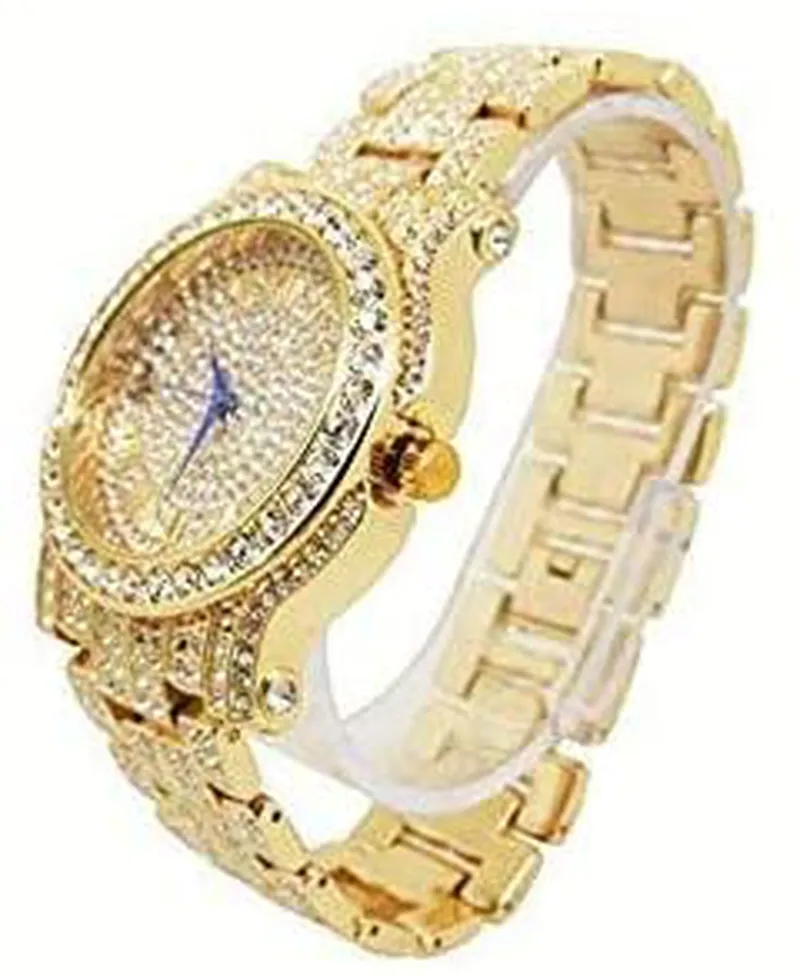 Bling-Ed Out round Luxury Mens Watch with Color Dial and Bling Bling Diamond Time Indicators W/Bling-Ed Out Matching Bracelet - L0504DXB