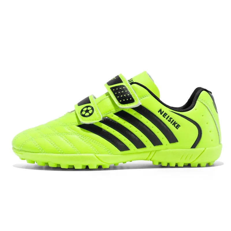 Children Youth Football Shoes Anti-Slippery Soccer Cleats Breathable Soft Adjustable Sticker Wear-resistant for Artificial Grass