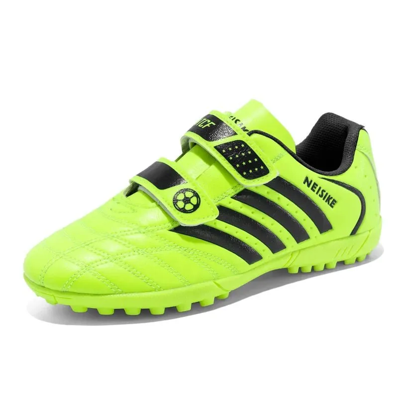 Children Youth Football Shoes Anti-Slippery Soccer Cleats Breathable Soft Adjustable Sticker Wear-resistant for Artificial Grass