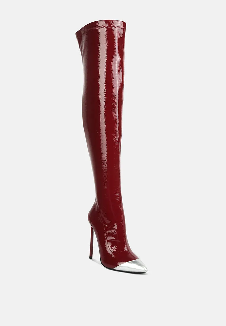 Chimes High Heel Patent Long Boots