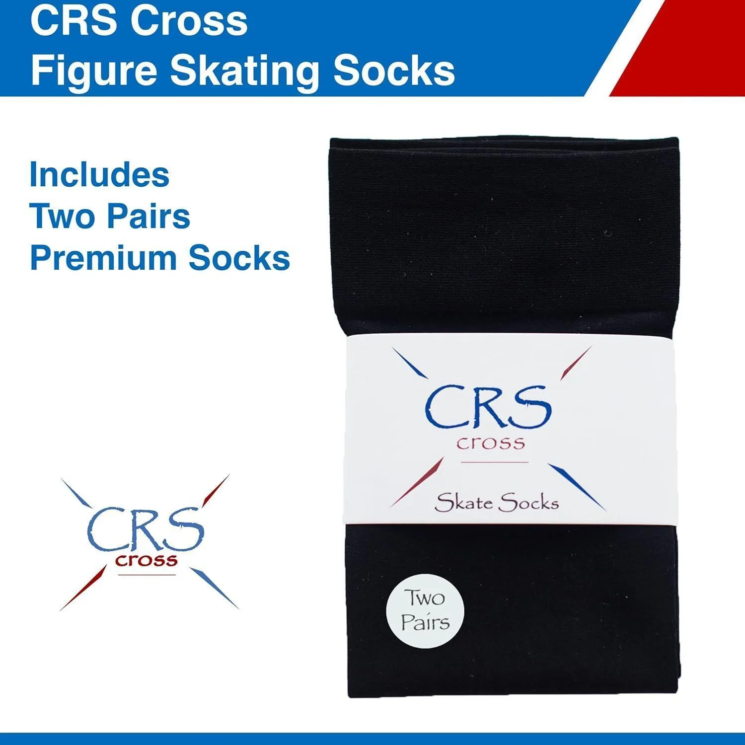 CRS Cross Figure Skating Socks (2 Pair) Knee High