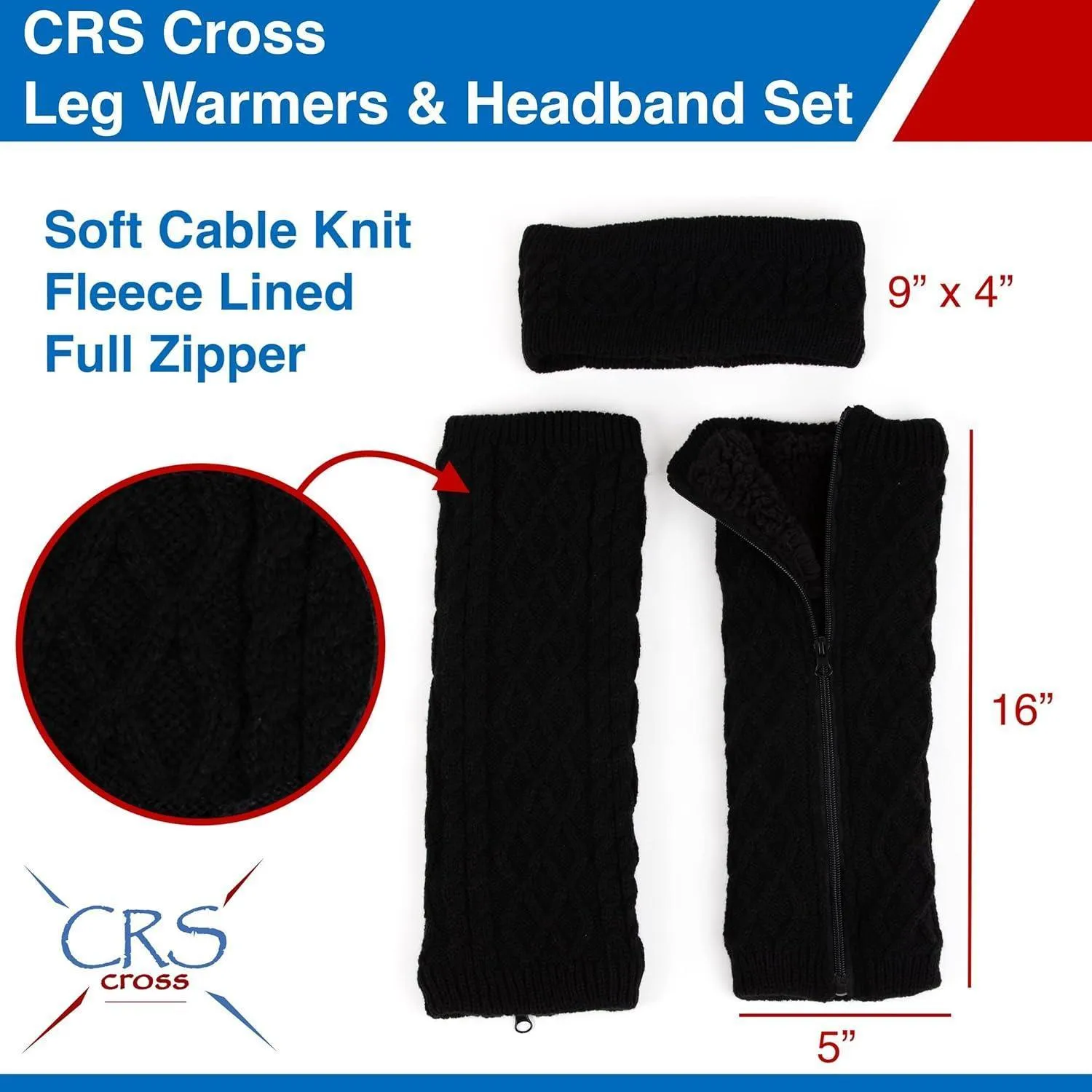 CRS Cross Zipper Leg Warmers and Headband