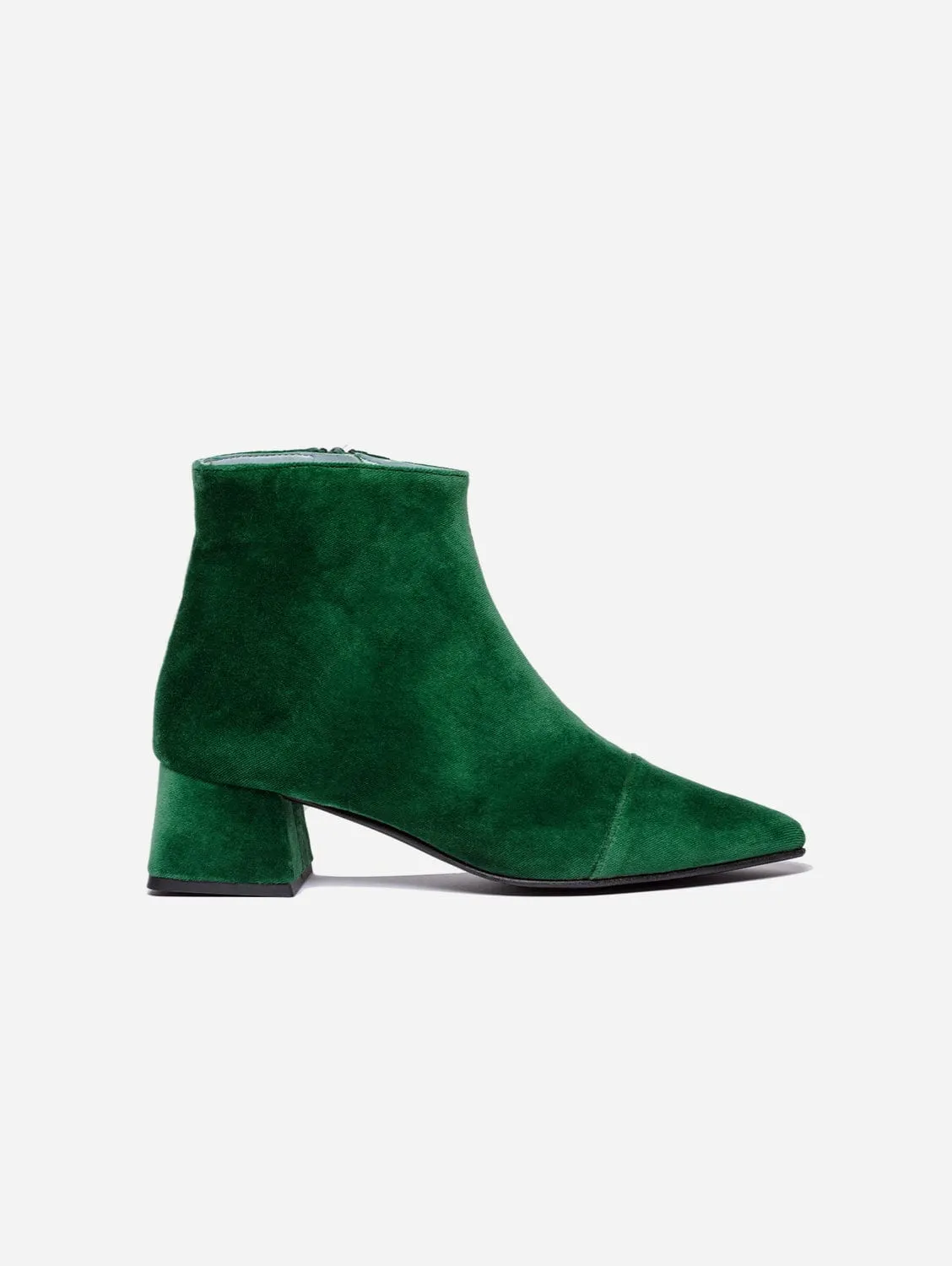 Dahlia Vegan Velvet Ankle Boots | Green