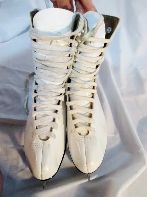 EUC Womens Ladies LANGE LIBRA Figure Ice Skates White Leather 7 Competition