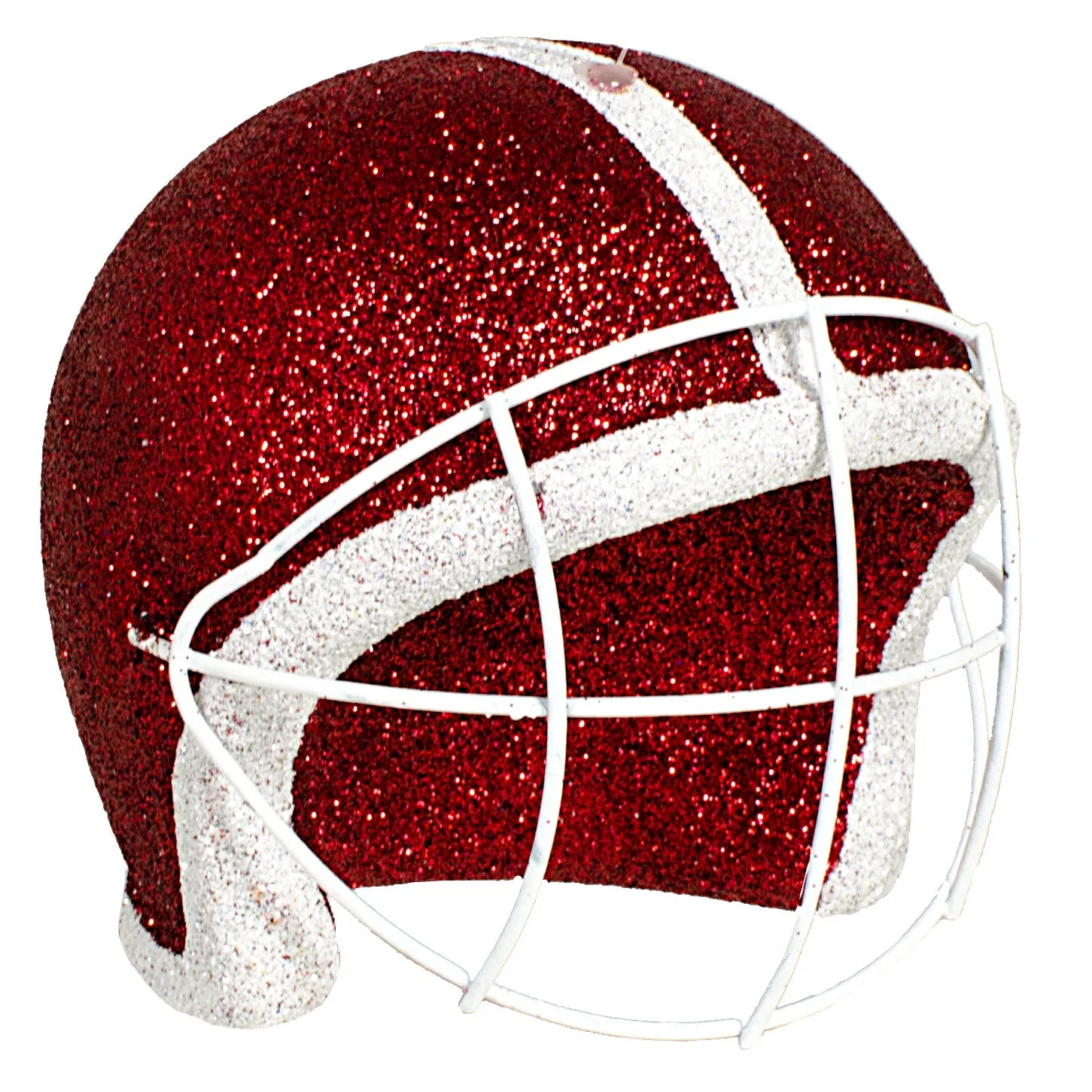 Football Helmet Ornament: Red With White Stripe (4")