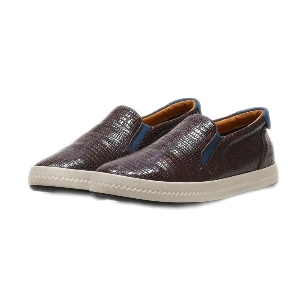 Geox Slip Ons Leather Brown Colour For Women