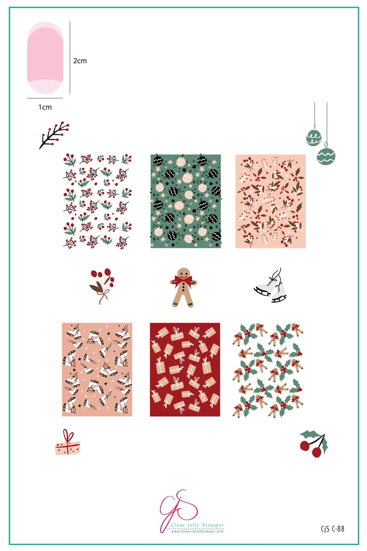 Gifts, Glides, and Holly Vibes - Wallpaper (CjSC-88) Steel Nail Art Layered Stamping Plate