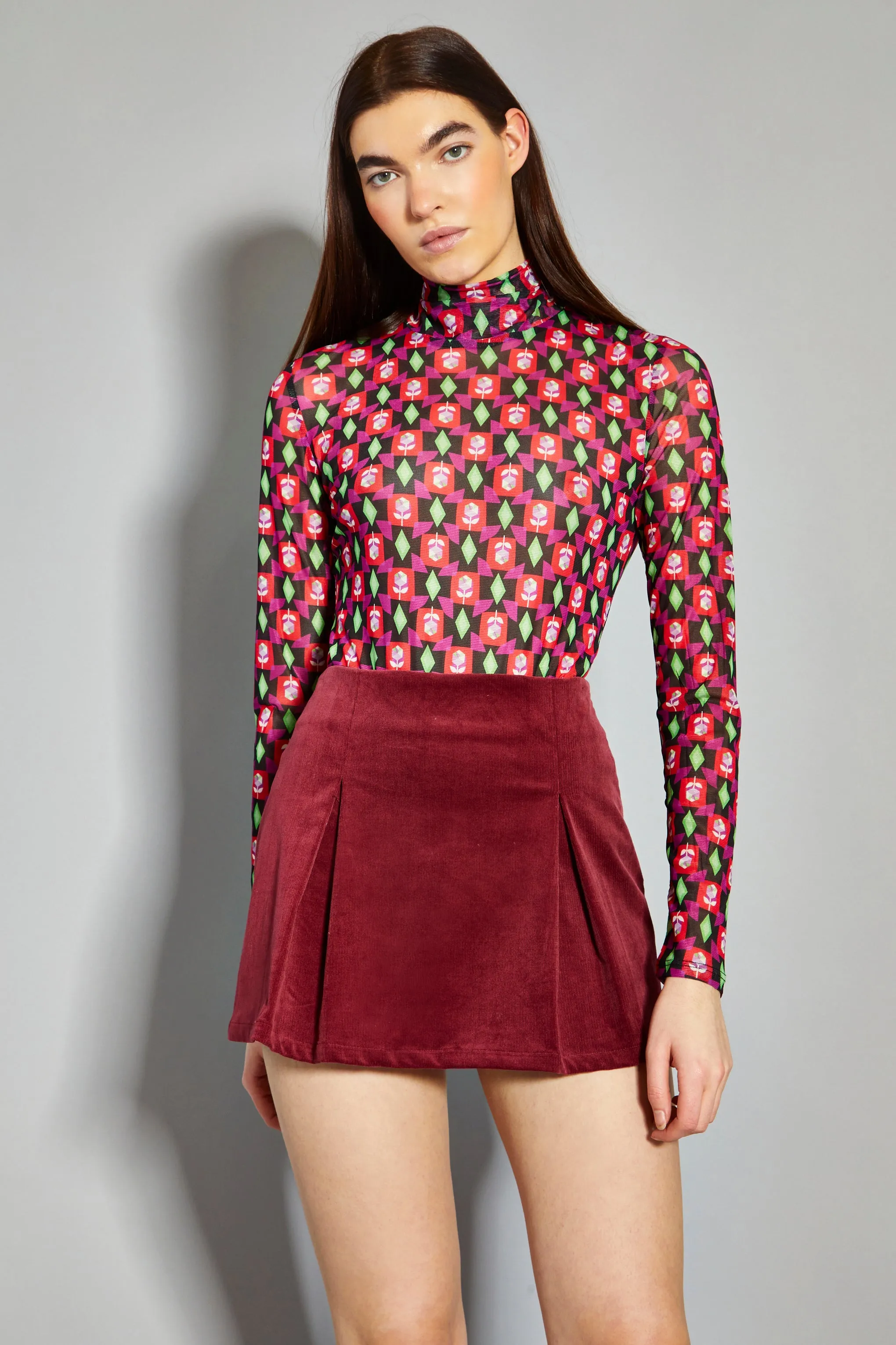 Glamorous Claret Corduroy Mini Skirt