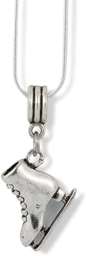 Ice Skate Necklace | Pendant ( Female with laces and blade support close to the front of blade ) Charm