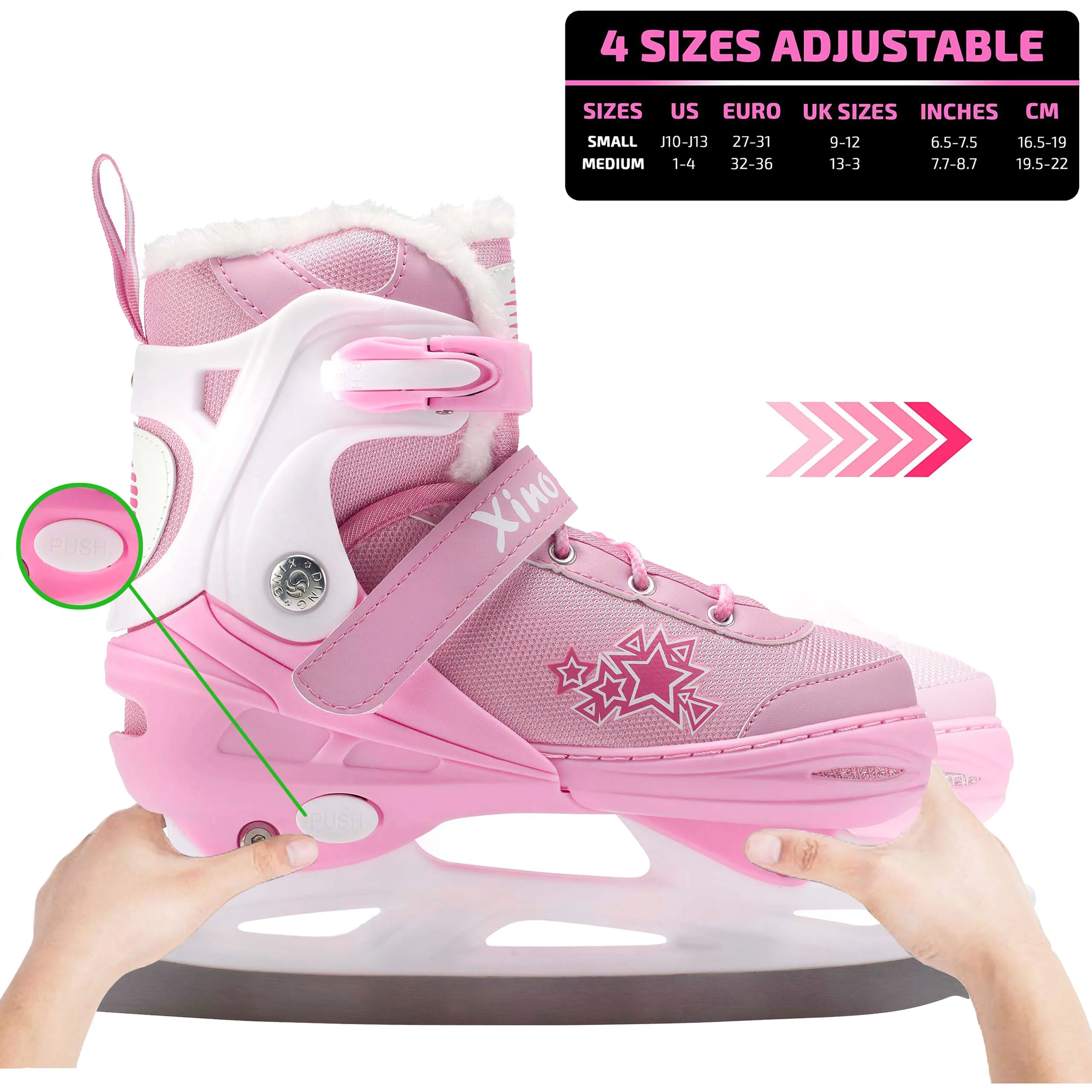 Ice Skates For Kids | Adjustable | Ankle Support | Pink