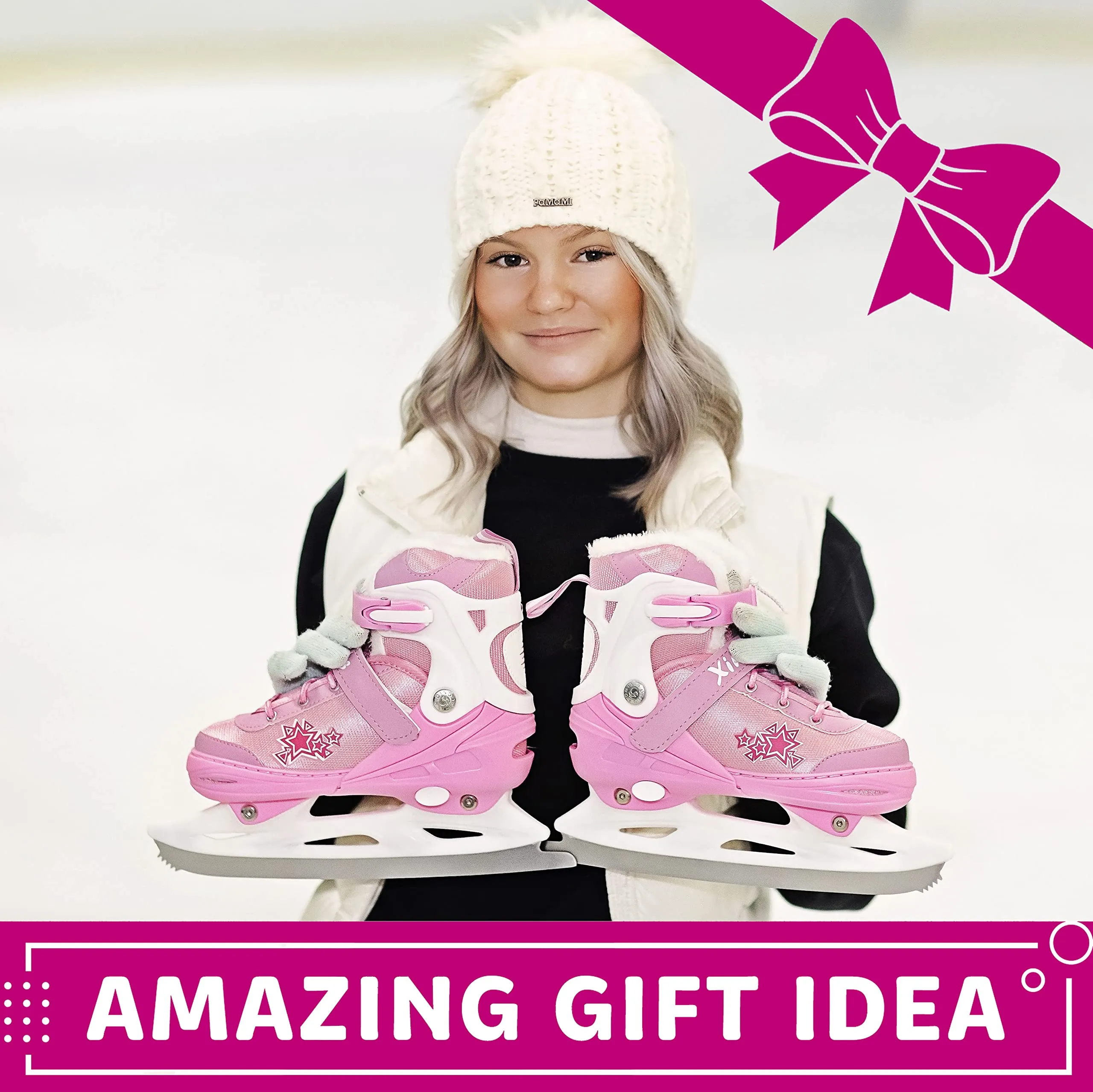 Ice Skates For Kids | Adjustable | Ankle Support | Pink