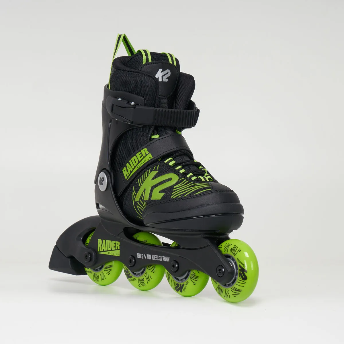 K2 Raider Junior Boys Adjustable Inline Skates - Black/Lime