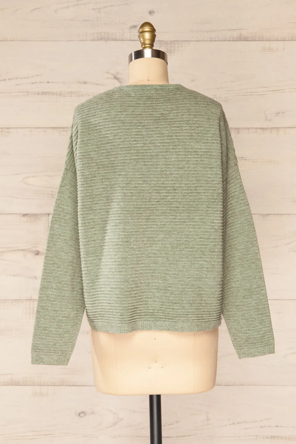 Knares Sage | Ribbed Round Collar Sweater