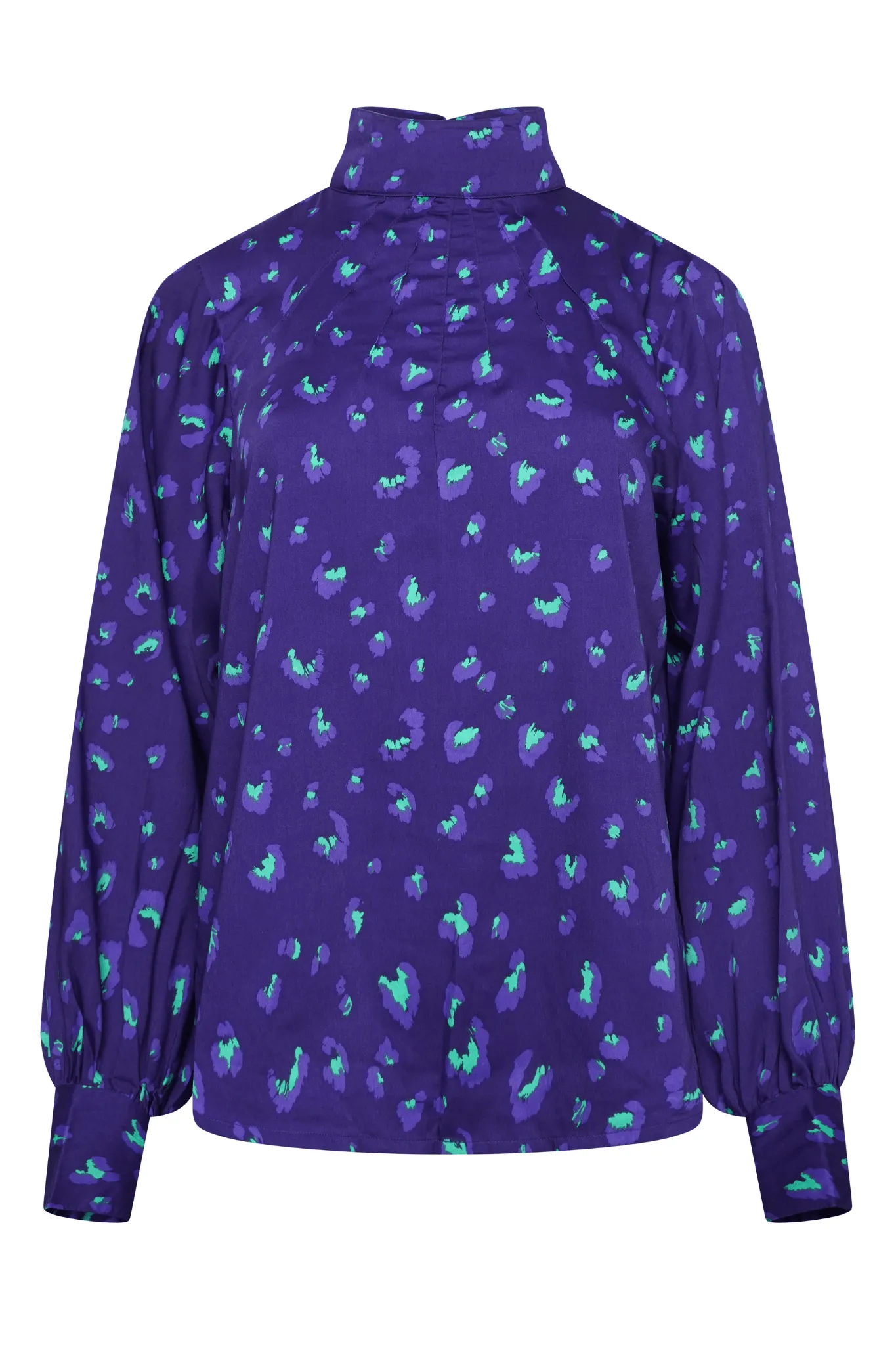 Margo Pintuck Blouse in Abstract Purple on Navy