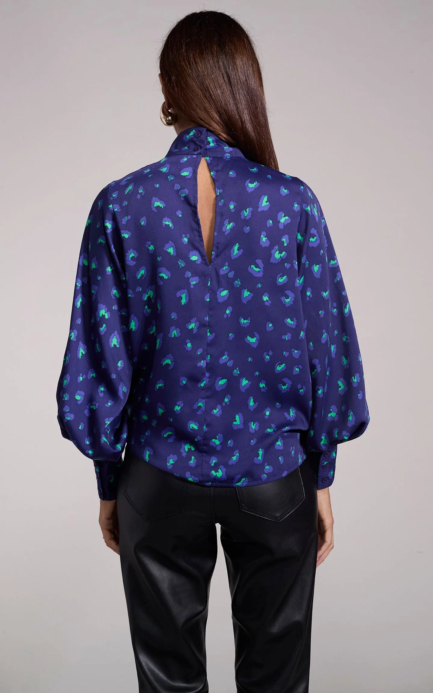 Margo Pintuck Blouse in Abstract Purple on Navy