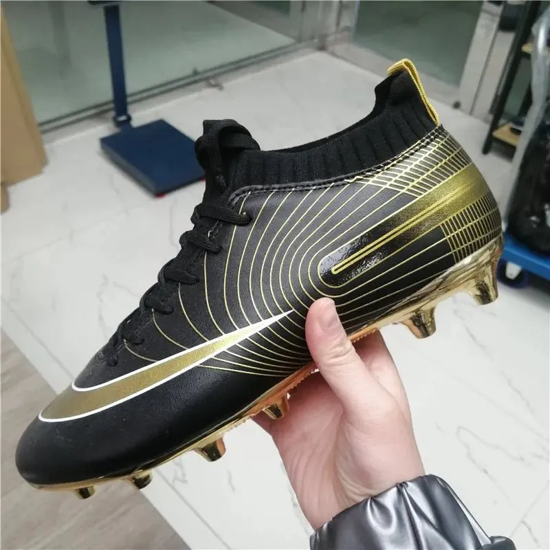 Men and Kids Football Boots Leather Cleats Training Soccer Shoes