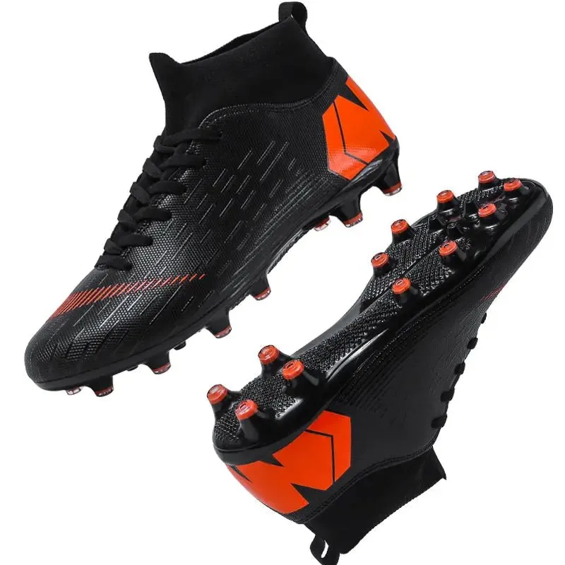 Men Cleats Football Boots High Top Soccer Sneakers Turf Futsal Outdoor Fashion White Sport Shoes