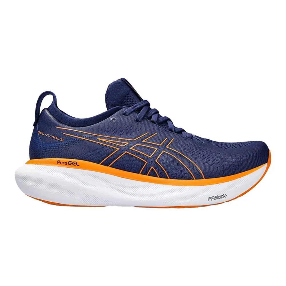 Men's Asics Gel-Nimbus 25, Deep Ocean/Bright Orange, 12.5 2E Wide