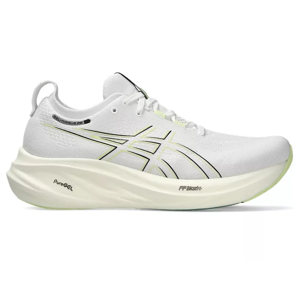 Men's Asics Gel-Nimbus 26, White/Birch, 8.5 2E Wide