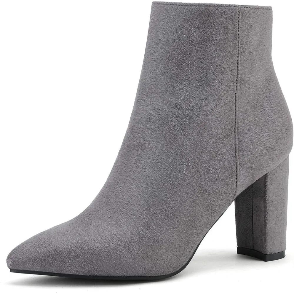 Pointed Pattern Block Heeled Boots