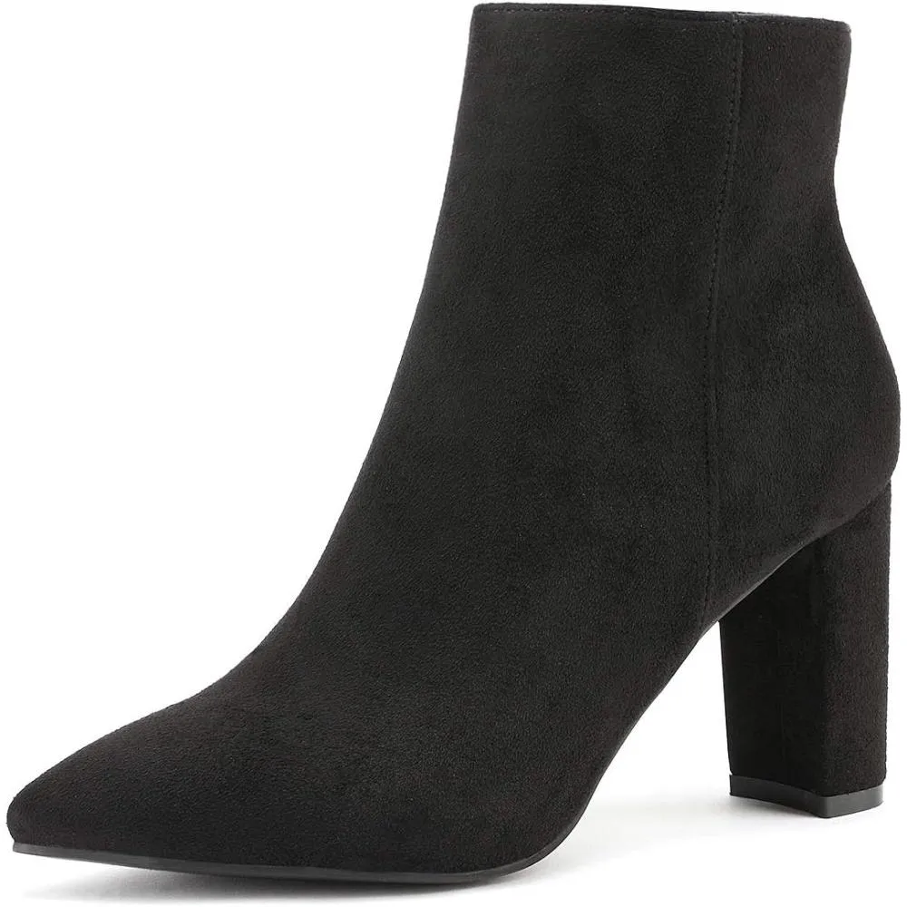 Pointed Pattern Block Heeled Boots