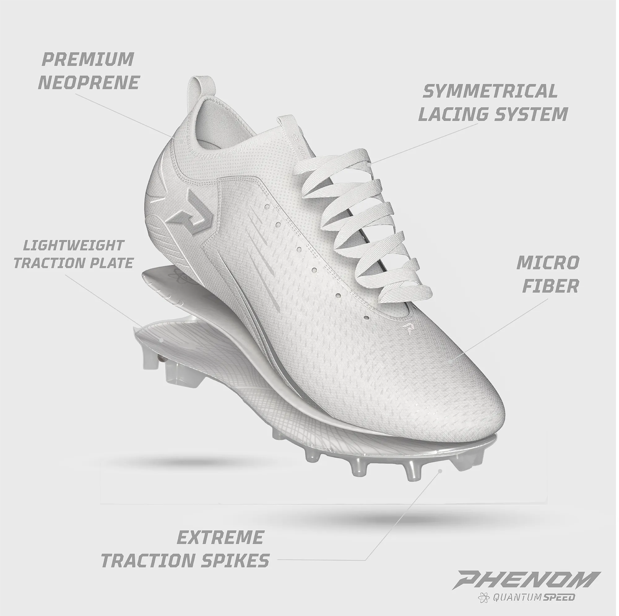 Quantum Speed: Football Cleats - White - Team Colors