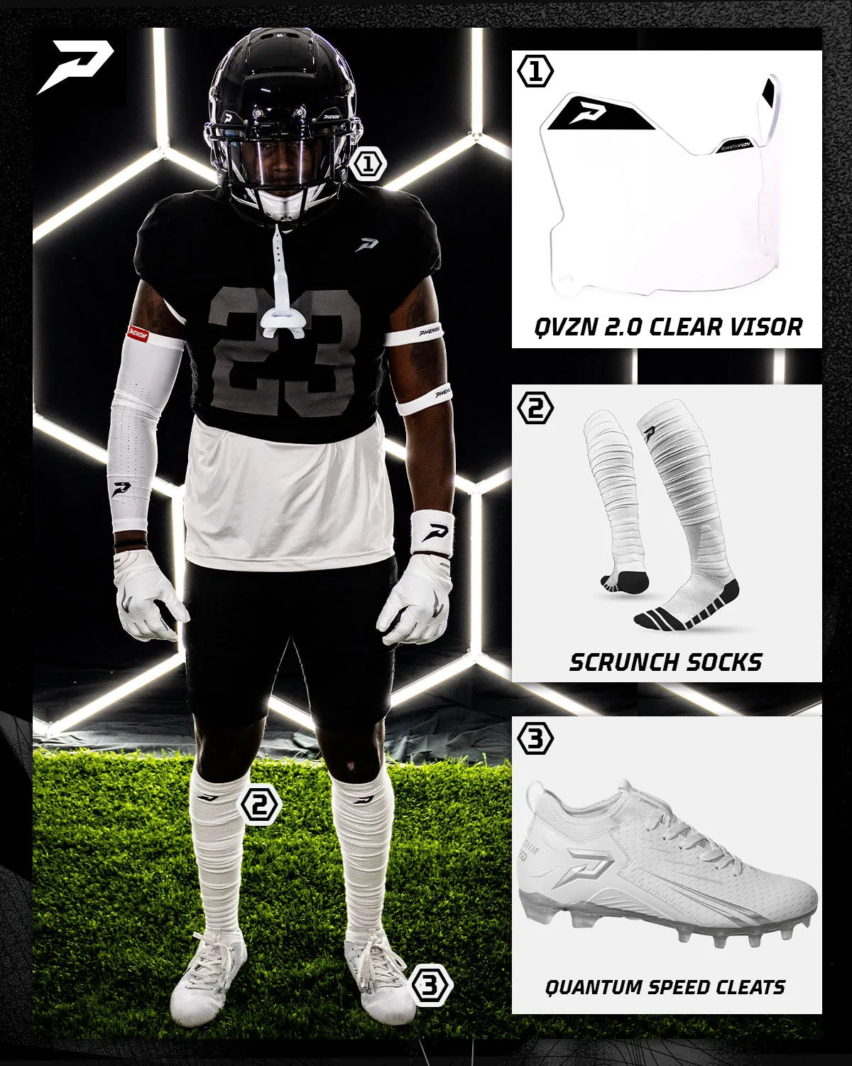 Quantum Speed: Football Cleats - White - Team Colors