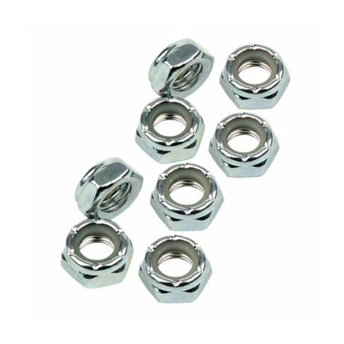 Roll-Line Axle Lock Nuts Silver 7mm - 8 pack