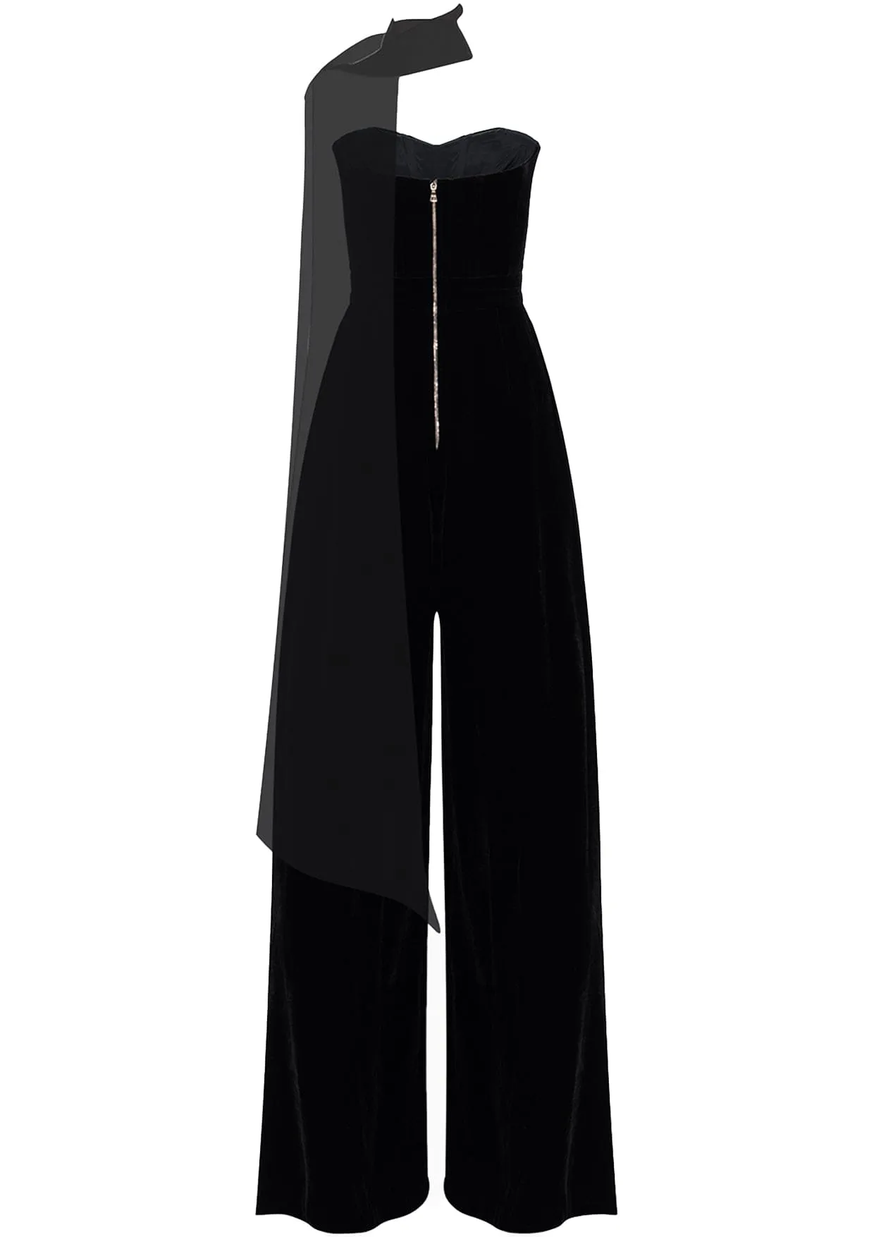 Rudbeckia Noir Off-Shoulder Corset Velvet Jumpsuit