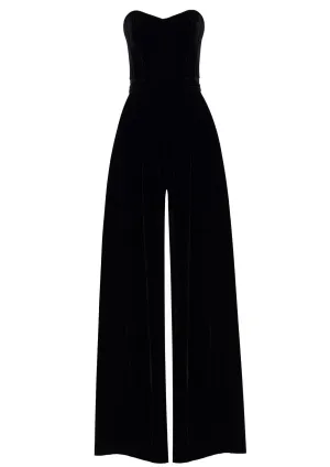 Rudbeckia Noir Off-Shoulder Corset Velvet Jumpsuit