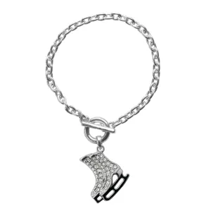 Silver Ice Skates Charm Toggle Bracelet