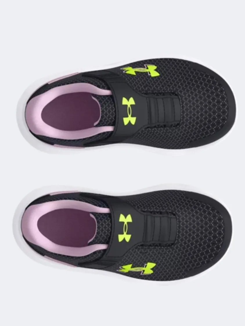 Under Armour Surge 4 Ac Infant Girls Running Shoes Black/Yellow/Purple